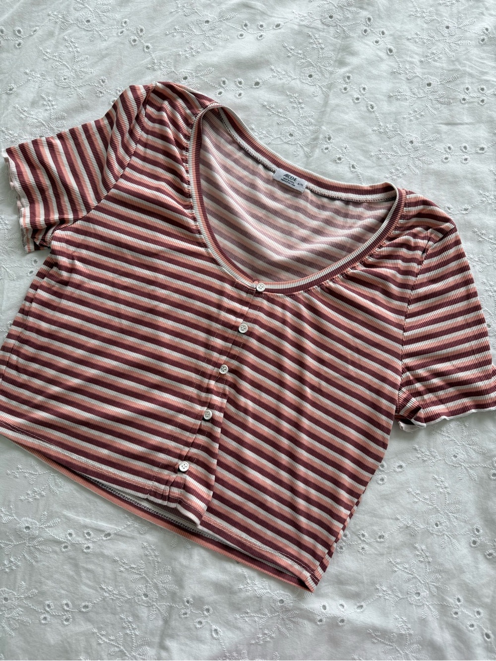 Pink and White Striped Crop Top